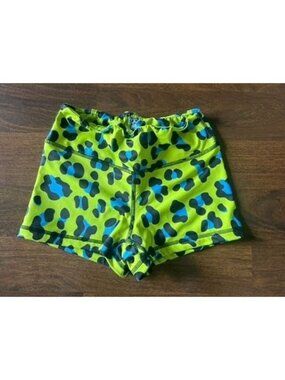 Barbell Cartel Green Leopard Shorts Womens Small High Waist Gym Workout